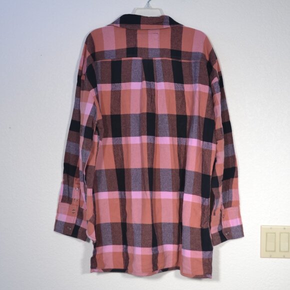 NEW FREE PEOPLE IZZY PLAID FLANNEL SHIRT, LARGE - Picture 4 of 11